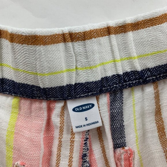 Old Navy Bright Stripe Linen Blend Pull On Wide Leg Lounge Pant S - Picture 3 of 6